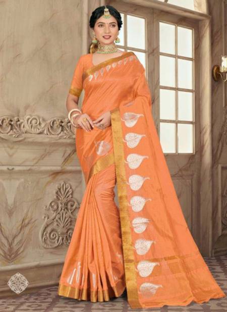 Orange Colour SANGAM MEERA 2 New Exclusive Wear Designer Fancy Cotton Saree Collection 1388